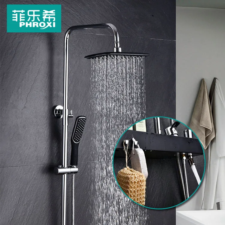 

Shower Faucets bathroom thermostatic shower faucet mixer with thermostat rainfall shower panel set bath shower mixer faucet