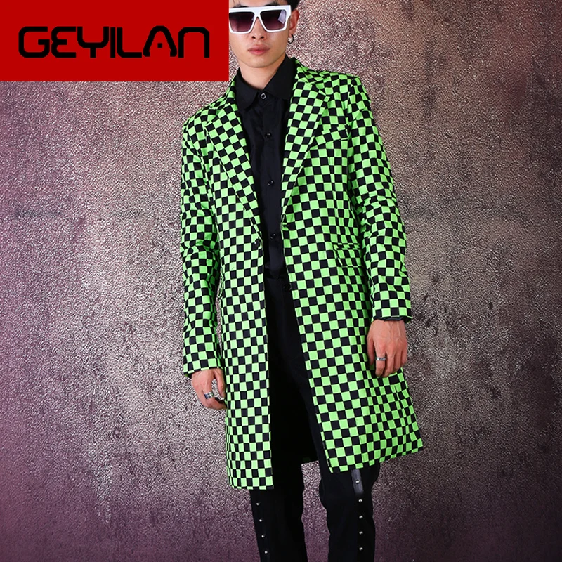 Casual Slim Fit Plaid Suit Jacket Male Streetwear Hip Hop Stage DJ Show Long Blazers Custom Made Men Outerwear Long Jacket Men
Casual Slim Fit Plaid Suit Jacket Male Streetwear Hip Hop Stage DJ Show Long Blazers Custom Made Men Outerwear Long Jacket Men