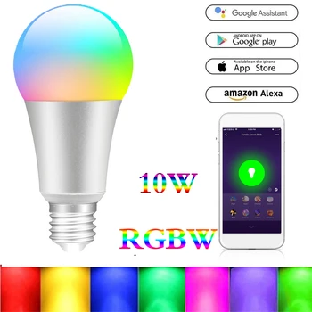 10W RGBW Smart Light WIFI Bulb Remote Control LED Smart Bulb LED Light Adjustment Connect For Amazon Alexa Google Home E27 E26 B 
10W RGBW Smart Light WIFI Bulb Remote Control LED Smart Bulb LED Light Adjustment Connect For Amazon Alexa Google Home E27 E26 B