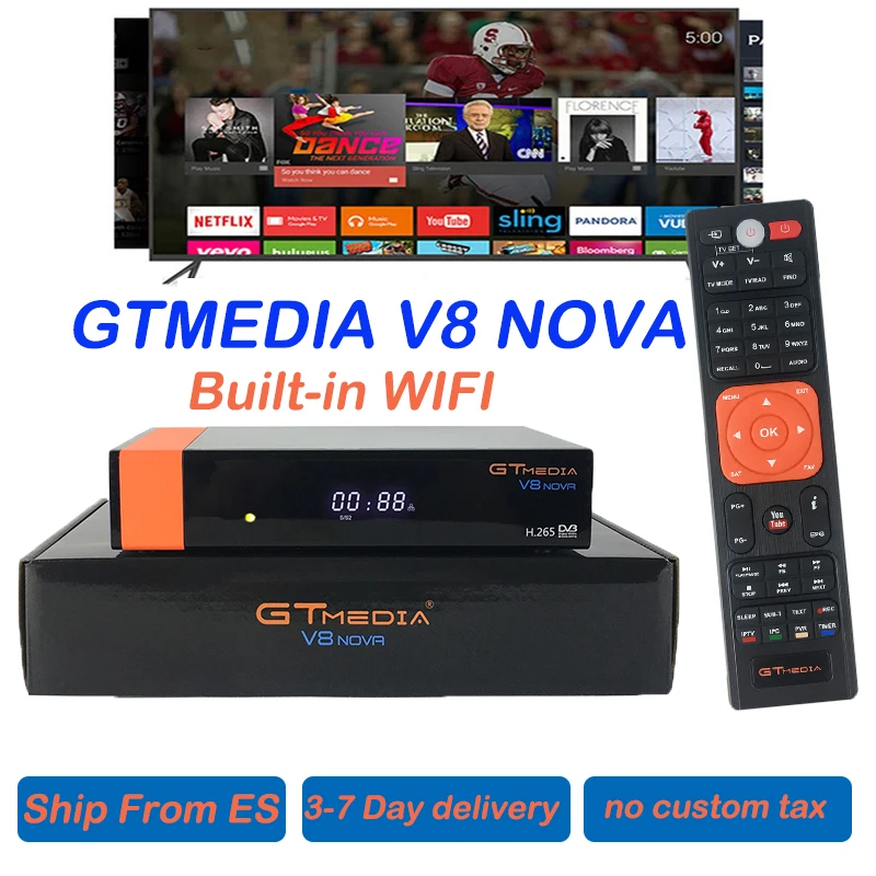 GTMedia V8 Nova Built in Wifi+1 Year Cccam Satellite TV Receiver with Europe 7 Clines for Support H.265 DVB-S2 Sat Decoder
GTMedia V8 Nova Built in Wifi+1 Year Cccam Satellite TV Receiver with Europe 7 Clines for Support H.265 DVB-S2 Sat Decoder