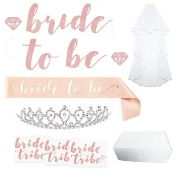 5pcs Rose Gold Bachelorette Party Bride to Be Kit Banner Sash crown Tattoos Veil H4GD
5pcs Rose Gold Bachelorette Party Bride to Be Kit Banner Sash crown Tattoos Veil H4GD
