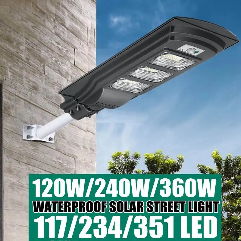 

AUGIENB 120W/240W/360W LED Solar Lamp Wall Street Light Super Bright Radar PIR Motion Sensor Security Lamp for Outdoor Garden