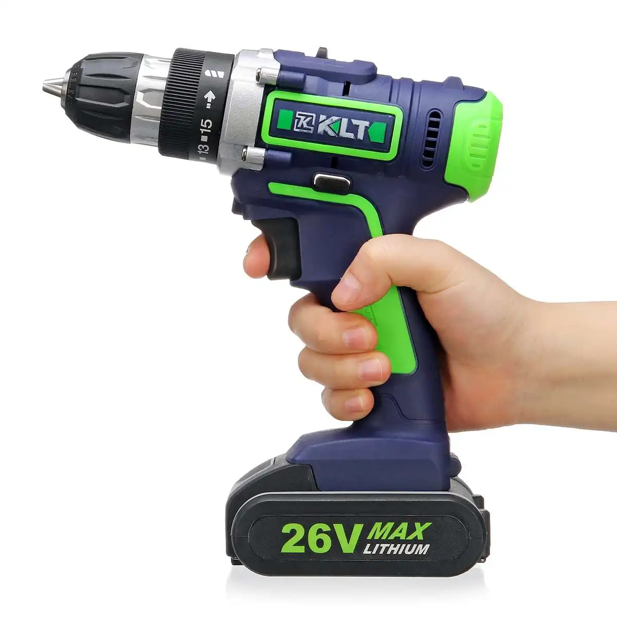 26V 15 TorqueElectric Cordless Drill LCD Display Double Speed Adjustbale Drills W/ Li-Ion/ 2 Li-Ion Battery Adapter
26V 15 TorqueElectric Cordless Drill LCD Display Double Speed Adjustbale Drills W/ Li-Ion/ 2 Li-Ion Battery Adapter