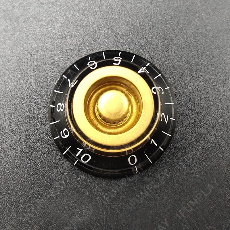 Description Picture 6 of item2/4pcs LP Electric Guitar Volume Tone Knob Top Hat Straight Guitar Speed Control Knob Plastic Guitar Accessories Gold Black
