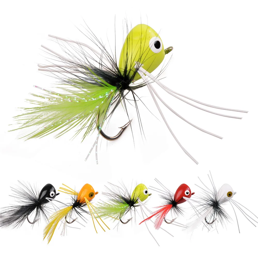 

20Pcs Bass Popper Jig Dry Fly Fishing Lure Floating Foam Jig head Assorted Poppers Bait Topwater Panfish Bluegill Bugs Lures Kit
