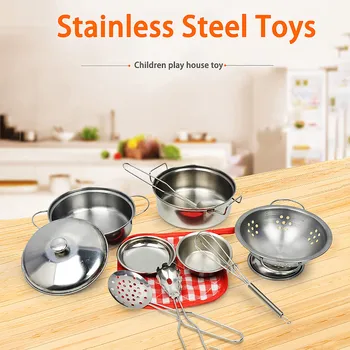 Stainless Steel Funny Kids Simulation Kitchen Toys Cooking Cookware Children Kitchen Tableware Pretend Role Play Toy for Kids
Stainless Steel Funny Kids Simulation Kitchen Toys Cooking Cookware Children Kitchen Tableware Pretend Role Play Toy for Kids