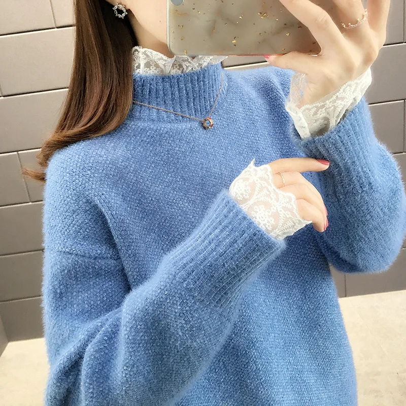 Women's sexy sweater Fashion trend Lace collar Lace cuffs Korean version Loose and comfortable Winter Sweaters Slim Fit top
Women's sexy sweater Fashion trend Lace collar Lace cuffs Korean version Loose and comfortable Winter Sweaters Slim Fit top