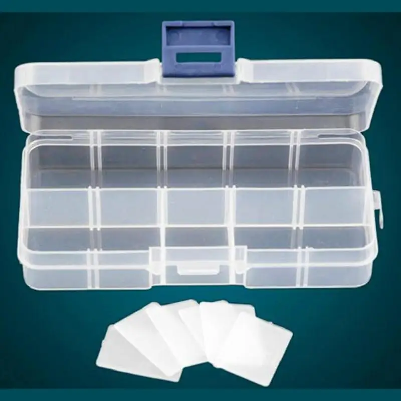 10/12 Slots Plastic Transparent Empty Storage Box Nail Art Rhinestones Jewelry Glitter Beads Container Organizer Holder | Красота и