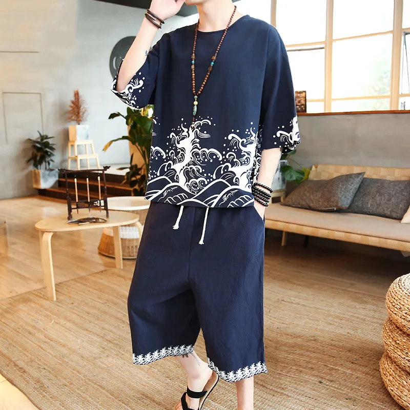 Short Sleeve T-shirt Men's Chinese-style Cotton Linen Retro Chinese Costume Chinese Style Chinese Clothing Coat Capri Pants Casu
Short Sleeve T-shirt Men's Chinese-style Cotton Linen Retro Chinese Costume Chinese Style Chinese Clothing Coat Capri Pants Casu