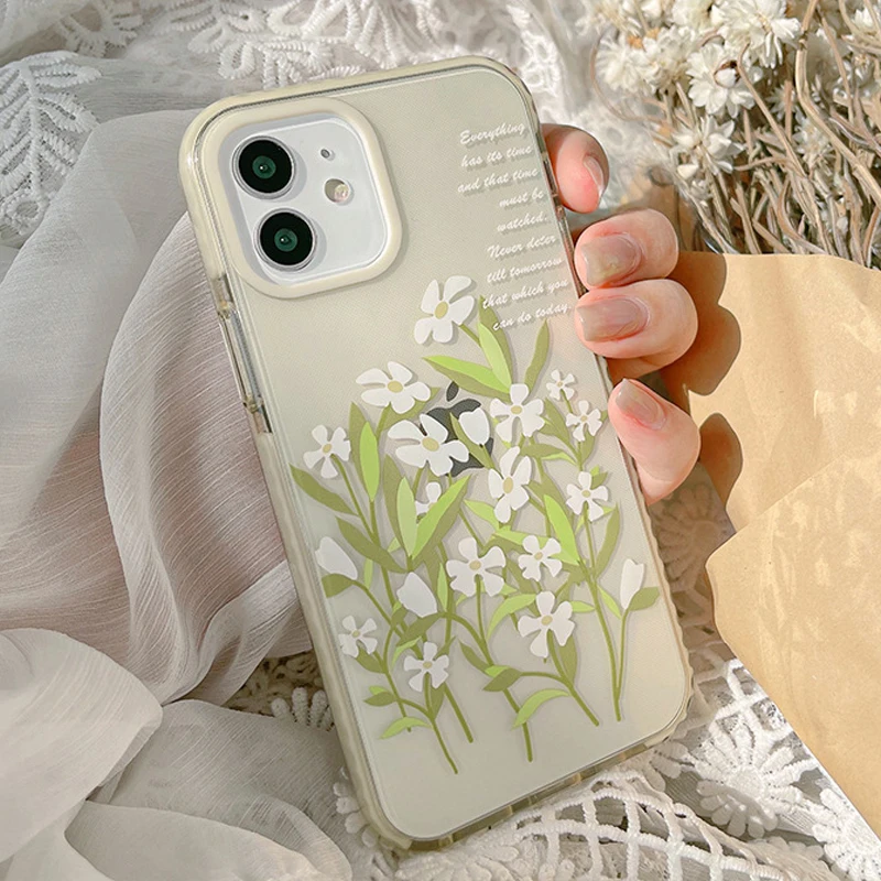 Soft silicone Flower Retro phone case high quality shockproof cover for iphone 12 11 pro max mini 8 7 plus x xr xs capa | Мобильные