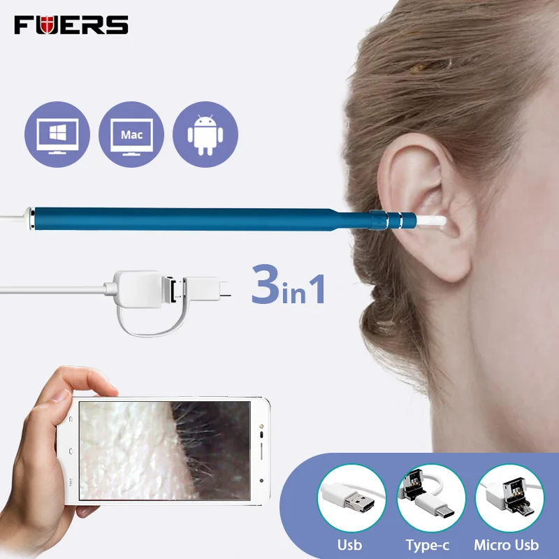 FUERS 480P 720P HD Otoscope 3 in 1 USB Ear Pick Endoscope Mini Camera Ear Cleaner Borescope Support PC MAC Android Phone System
FUERS 480P 720P HD Otoscope 3 in 1 USB Ear Pick Endoscope Mini Camera Ear Cleaner Borescope Support PC MAC Android Phone System