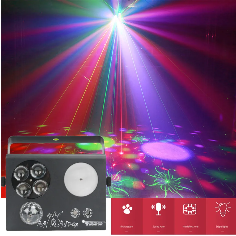 Mini DJ LED 4 in 1 Laser Stage Lights Laser Strobe Pattern Magic Ball Effect Suitable For Disco Ball Wedding Party Lights
Mini DJ LED 4 in 1 Laser Stage Lights Laser Strobe Pattern Magic Ball Effect Suitable For Disco Ball Wedding Party Lights