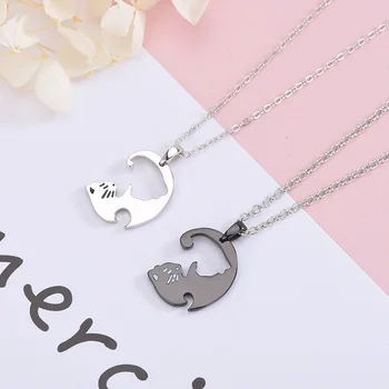 Men Women Necklaces Korean Personality Sterling Silver Kitten Couple Clavicle Chain Pendant Valentine Day Gift Neck Accessories 
Men Women Necklaces Korean Personality Sterling Silver Kitten Couple Clavicle Chain Pendant Valentine Day Gift Neck Accessories