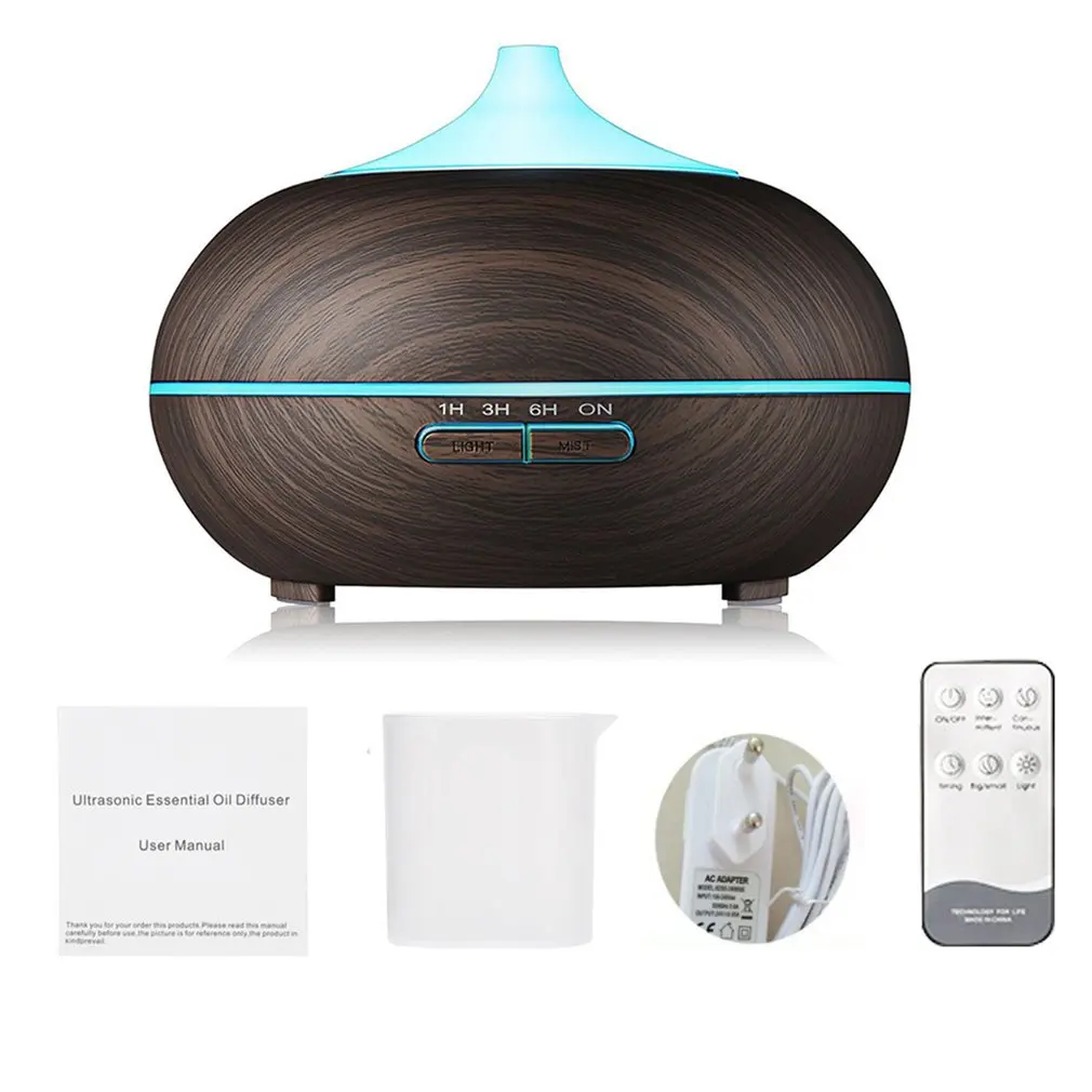 550ml Remote Control Ultrasonic Air Humidifier Aroma Essential Oil Diffuser with Wood Grain 7 Color Changing LED Lights
550ml Remote Control Ultrasonic Air Humidifier Aroma Essential Oil Diffuser with Wood Grain 7 Color Changing LED Lights
