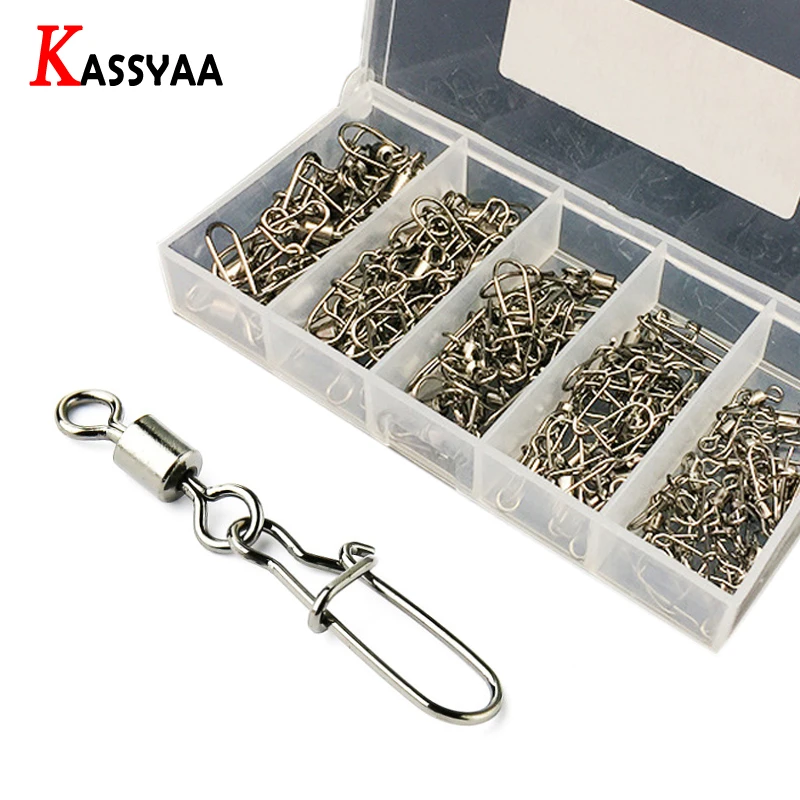 75pcs Fishing Connector Swivels Interlock Pin Snap Set Box Pack #2 #4 #6 #8 #10 Rolling Swivel For Fishhooks Lure Accessories
75pcs Fishing Connector Swivels Interlock Pin Snap Set Box Pack #2 #4 #6 #8 #10 Rolling Swivel For Fishhooks Lure Accessories