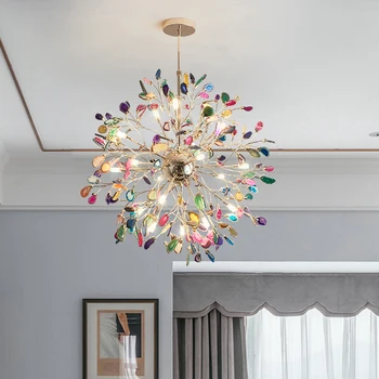 Modern northern Europe light luxury tree - shaped living room bedroom dining room agate chandelier colorful agate lamp
Modern northern Europe light luxury tree - shaped living room bedroom dining room agate chandelier colorful agate lamp