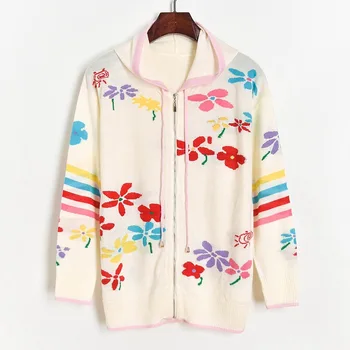Hooded Zipper Up Causal Cardigan Contrast Color Floral Jacquard Knitted Sweater Coat 2020 Fall Cardigan Outwear Korean Clothing
Hooded Zipper Up Causal Cardigan Contrast Color Floral Jacquard Knitted Sweater Coat 2020 Fall Cardigan Outwear Korean Clothing