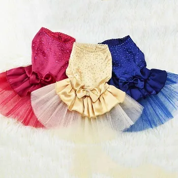 

Pure Color Wedding Dog Dresses For Small Dogs Chihuahua Summer Puppy Dress Pomeranian Princess Tutu Shih Tzu Yorkshire Clothes