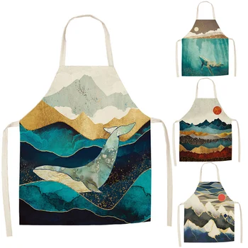 Mountain Kitchen Apron for Woman Whale Printed Sleeveless Cotton Linen Aprons For Cooking Home Cleaning Tools 
Mountain Kitchen Apron for Woman Whale Printed Sleeveless Cotton Linen Aprons For Cooking Home Cleaning Tools