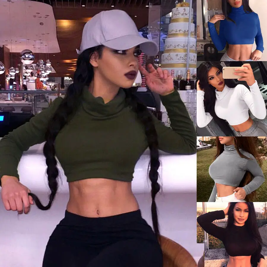 Hot Women Casual Turtle Neck T-shirt Ladies Long Sleeve Plain Short Stretch Tee Crop Top
Hot Women Casual Turtle Neck T-shirt Ladies Long Sleeve Plain Short Stretch Tee Crop Top