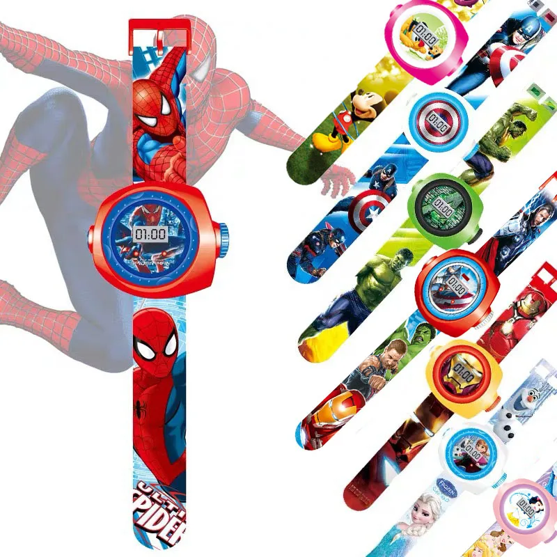 Детские Мультяшные часы Disney Человек-паук фигурка аниме Микки Железный человек 20