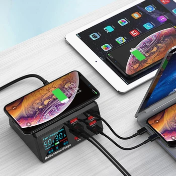 Multiport USB Charger Fast Charging Station 10W Wireless Charging QC 3.0 Type C PD 8 Port Charger LED Screen US EU UK AU Plug
Multiport USB Charger Fast Charging Station 10W Wireless Charging QC 3.0 Type C PD 8 Port Charger LED Screen US EU UK AU Plug