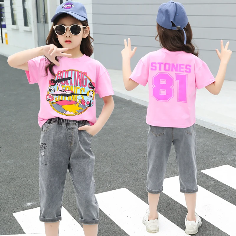Summer Teen Girl Clothes Clothing Outfit Short-sleeve T-shirt Clothes Outfit Jeans Pants 2 Piece Set
Summer Teen Girl Clothes Clothing Outfit Short-sleeve T-shirt Clothes Outfit Jeans Pants 2 Piece Set
