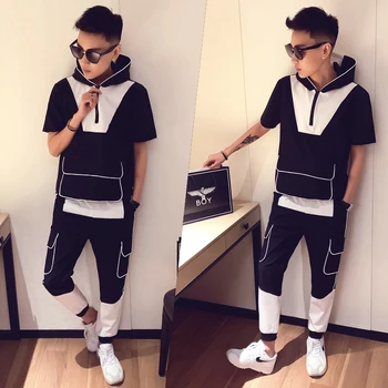 Two Piece Set Men Hip Hop Short Sleeve Hooded T-shirt Pant Moda Hombre 2020 Summer Tracksuit Men Personality Print Track Suit
Two Piece Set Men Hip Hop Short Sleeve Hooded T-shirt Pant Moda Hombre 2020 Summer Tracksuit Men Personality Print Track Suit