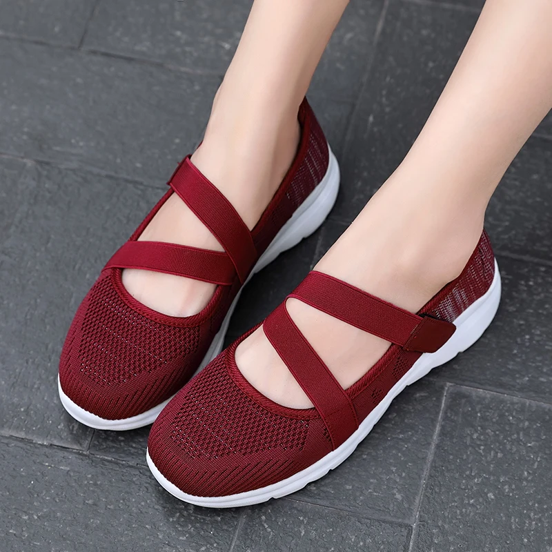 

Women Ladies Shoes Slip-proof soft sole for shallow-mouthed women in spring and Autumn Breathable elastic band hook and loop