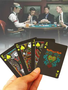 Quality Waterproof PVC Plastic Playing Cards Set Trend 54pcs Deck Poker Classic Magic Tricks Tool Pure Black Gold Foil Poker 4
Quality Waterproof PVC Plastic Playing Cards Set Trend 54pcs Deck Poker Classic Magic Tricks Tool Pure Black Gold Foil Poker 4