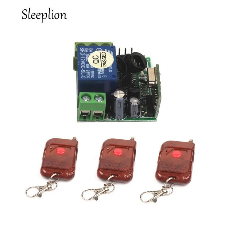 

Sleeplion Mini DC 12v 10A relay 1CH wireless Remote Control Switch 3 Transmitter+ Receiver ON/OFF 315MHz 433MHz Module