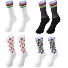 2019 anti deslizamento sem costura meias de ciclismo integral moldagem de alta tecnologia bicicleta meia compressão ao ar livre correndo esporte meias(China)