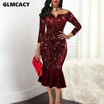 Women Off Shoulder Sequin Mermaid Dresses Elegant Evening Party Midi Dress Sexy Club Sequin Dress
Women Off Shoulder Sequin Mermaid Dresses Elegant Evening Party Midi Dress Sexy Club Sequin Dress