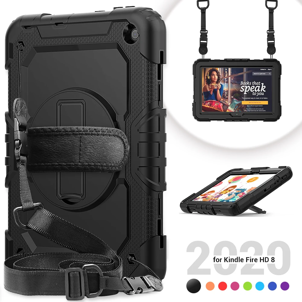 for kindle fire HD 8 case 2020 360 Rotate Wrist&Neck Strap Protective Cover for kindle fire HD 8 plus
for kindle fire HD 8 case 2020 360 Rotate Wrist&Neck Strap Protective Cover for kindle fire HD 8 plus