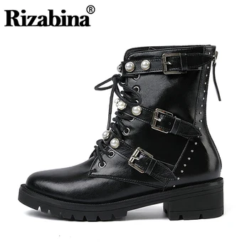 RIZABINA Genuine Leather Leisure fashion Boots Pearl Woman Shoes Casual 3 Buckles Boots Shoes Woman Female Boot Size 34-39
RIZABINA Genuine Leather Leisure fashion Boots Pearl Woman Shoes Casual 3 Buckles Boots Shoes Woman Female Boot Size 34-39