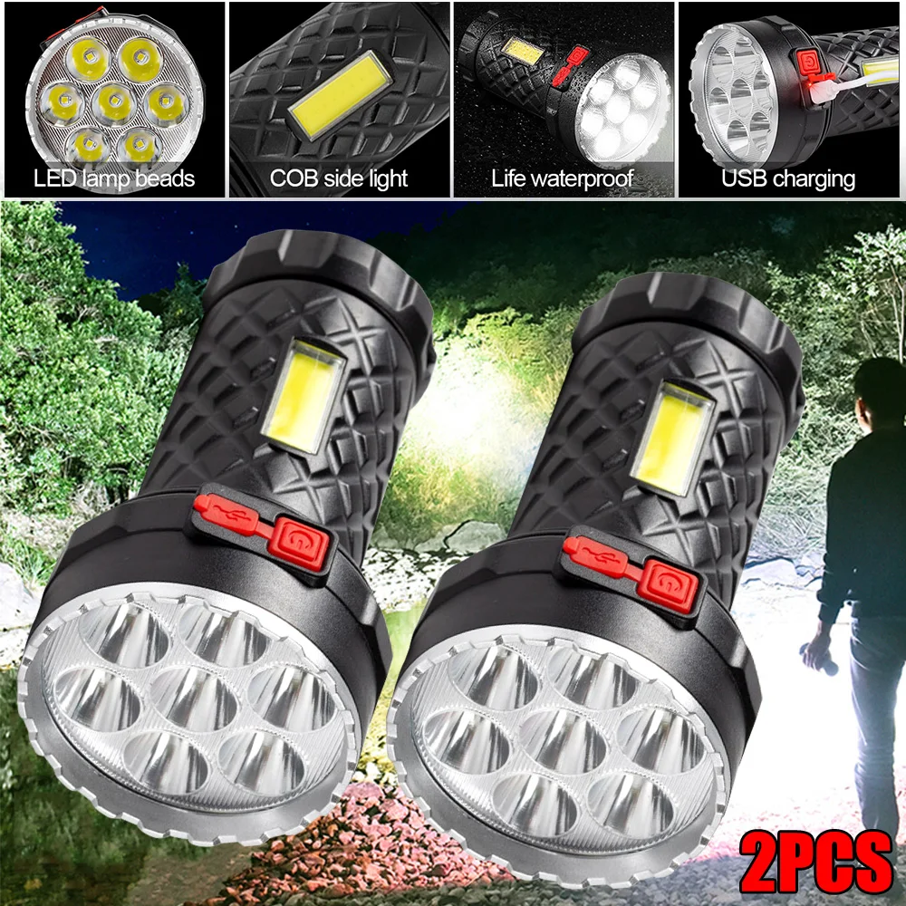 

Super Bright 10W 7 Core LED Flashlight COB Side Light USB Rechargeable Multifunctional Portable Torch For Outdoor Camping