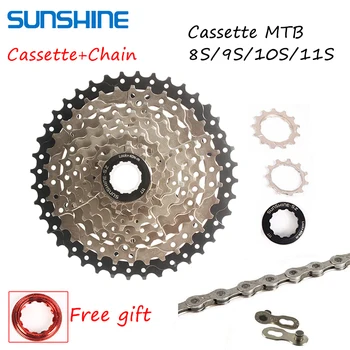 SUNSHINE MTB Bike Cassette 8/9/10/11Speed Cycling Flywheel Sprocket with 8S-11S Chain 11-40/42/46/50T Mountain Bicycle Parts 
SUNSHINE MTB Bike Cassette 8/9/10/11Speed Cycling Flywheel Sprocket with 8S-11S Chain 11-40/42/46/50T Mountain Bicycle Parts