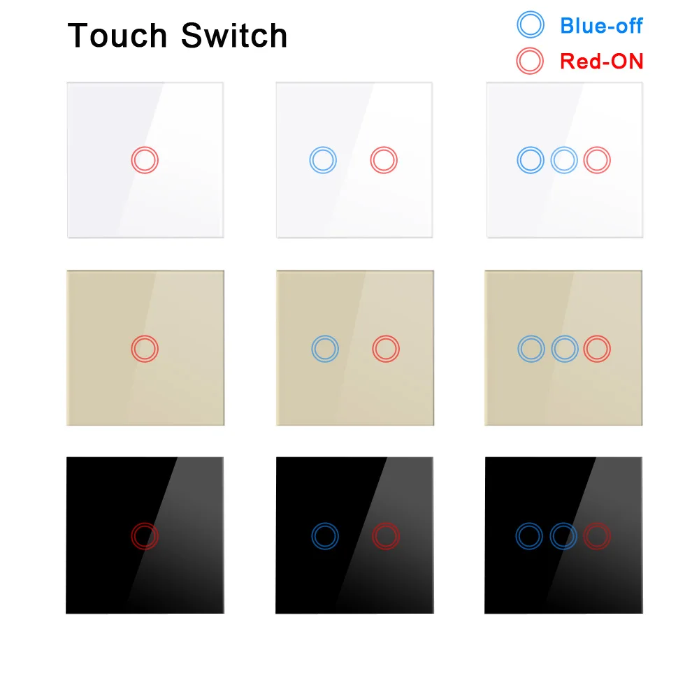 AoYan Touch Switch EU standard 1 2 3 Gang 1 Way Black/Gold/White Wall Light Touch Screen Switch Crystal Glass Switch Panel
AoYan Touch Switch EU standard 1 2 3 Gang 1 Way Black/Gold/White Wall Light Touch Screen Switch Crystal Glass Switch Panel