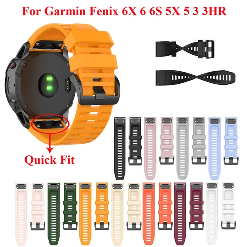 

JKER 26 22MM Quick Release Watchband Strap for Garmin Fenix 6X 6 6S 5 5X 3 3 HR S60 MK1 Watch Silicone Easyfit Wrist Band Strap