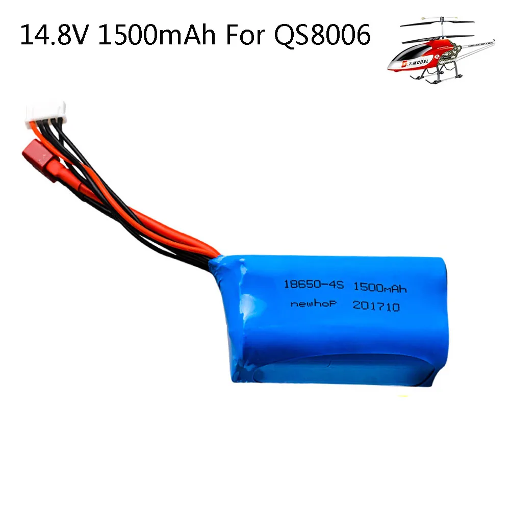 

Lipo Battery For QS8006 Rc helicopter RC Quadcopter toys accessories 4S 14.8V 1500Mah with T plug Li-ion battery 18650