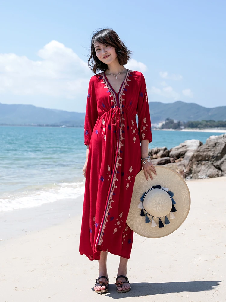 Summer Beach Cotton and Linen Dress Women Elegant Long Dresses Red Chiffon Maxi Sexy Boho Dress Vestidos Verano 2020 KJ1738
Summer Beach Cotton and Linen Dress Women Elegant Long Dresses Red Chiffon Maxi Sexy Boho Dress Vestidos Verano 2020 KJ1738