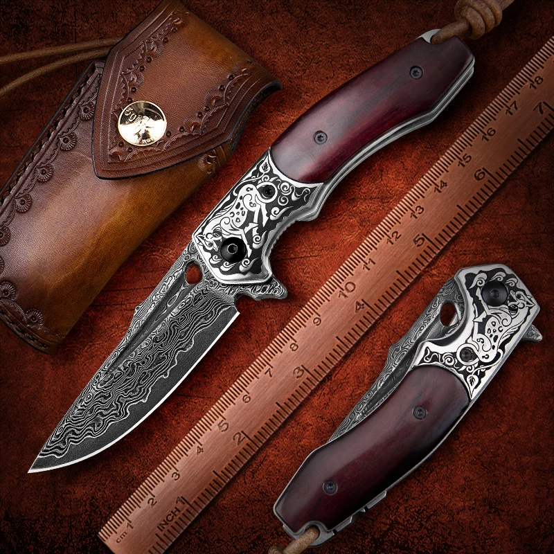 NEWOOTZ Damascus Steel Pocket Folding Knife Japanese Wooden Handle EDC Tactical Knives for Men Camping Hunting Self Defense
NEWOOTZ Damascus Steel Pocket Folding Knife Japanese Wooden Handle EDC Tactical Knives for Men Camping Hunting Self Defense