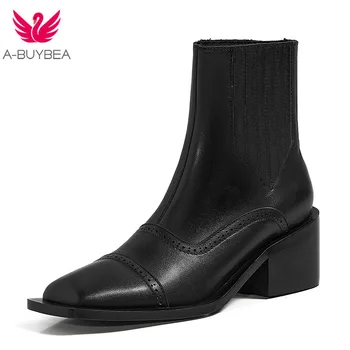 Genuine Leather Ankle Boots for Women Slip-On Square Toe Winter/Autumn Women Shoes High Heels Chelsea Boots Ladies Shoes
Genuine Leather Ankle Boots for Women Slip-On Square Toe Winter/Autumn Women Shoes High Heels Chelsea Boots Ladies Shoes