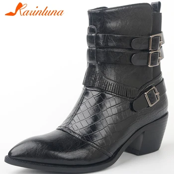 KARINLUNA 34-42 Brand New Ladies Casual Retro Boots Fashion Belt Buckle Fringe Ankle Boots Women Chunky High Heels Shoes Woman
KARINLUNA 34-42 Brand New Ladies Casual Retro Boots Fashion Belt Buckle Fringe Ankle Boots Women Chunky High Heels Shoes Woman