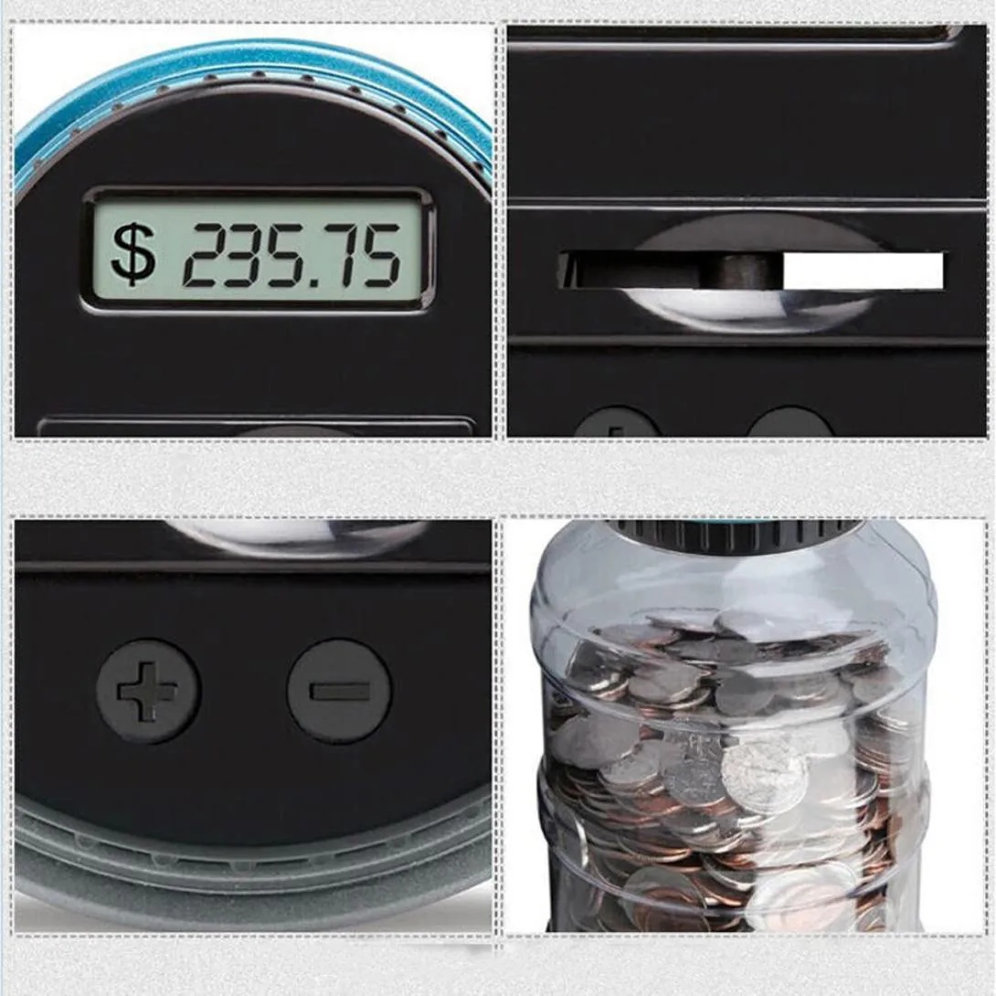 money box Clear Digital Piggy Bank Coin Savings Counter LCD Counting Money Jar Change Gift d91031