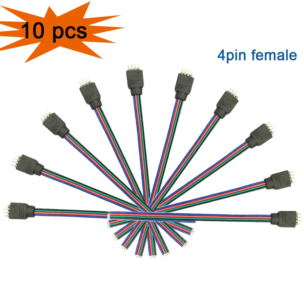 10PCS 4 Pin RGB LED Strip LED Ribbon LED Controller Female Connector Cable Wire Flex LED Strip to Strip Jumper for SMD 5050
10PCS 4 Pin RGB LED Strip LED Ribbon LED Controller Female Connector Cable Wire Flex LED Strip to Strip Jumper for SMD 5050
