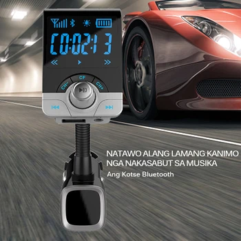 Bluetooth Car Kit Handsfree FM Transmitter AUX 3.5MM Audio MP3 Music Player Large Screen 5V 3.1A Dual USB Car Charger New