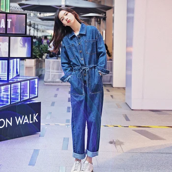 Fashion Denim Jumpsuit Women Romper Long Sleeve Elastic Belt Blue Winter Autumn Jeans Jumpsuit Female 2019 Streetwear Overalls
Fashion Denim Jumpsuit Women Romper Long Sleeve Elastic Belt Blue Winter Autumn Jeans Jumpsuit Female 2019 Streetwear Overalls