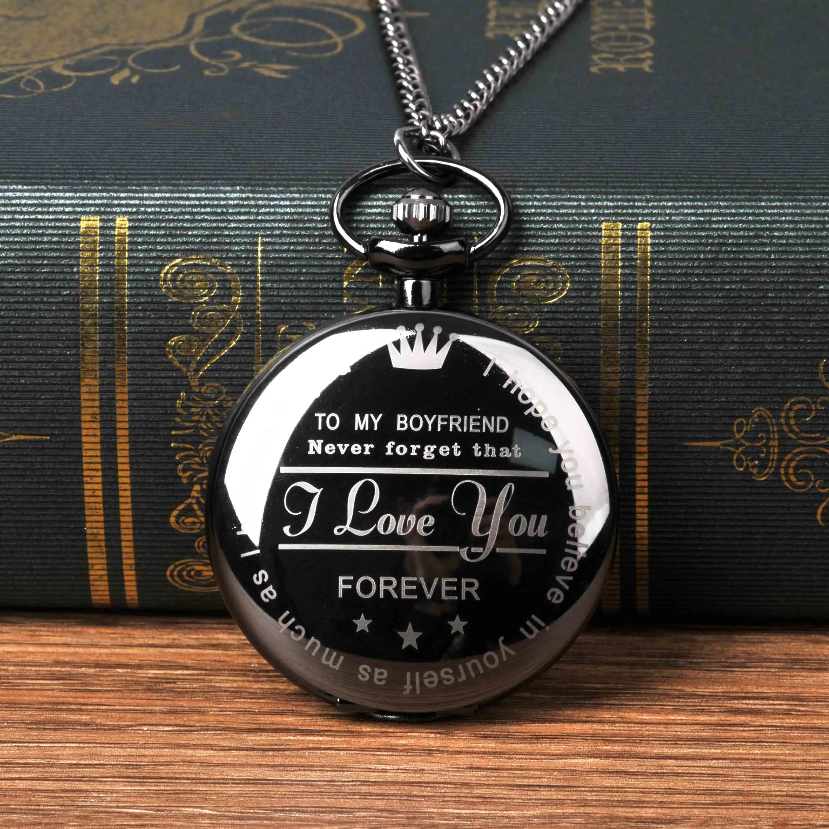 

Men and women pendant fashion retro lettering " to my boyfriend ''quartz pocket watch vintage necklace antique pocket watch