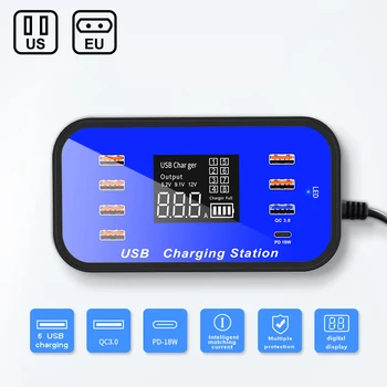 40W Multi 8-Port Usb Hub Charger QC3.0 Type-C Desktop Charger LED Display Hub Charge 40W Charger Multi Port Charger
40W Multi 8-Port Usb Hub Charger QC3.0 Type-C Desktop Charger LED Display Hub Charge 40W Charger Multi Port Charger